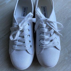 Steve Madden Elore White Canvas Platform Sneakers 6